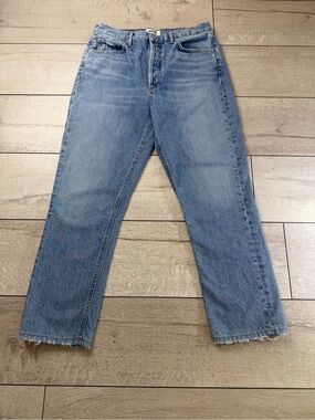 AGOLDE High Rise Button Fly Straight Crop Jeans Light Wash Women’s 30
